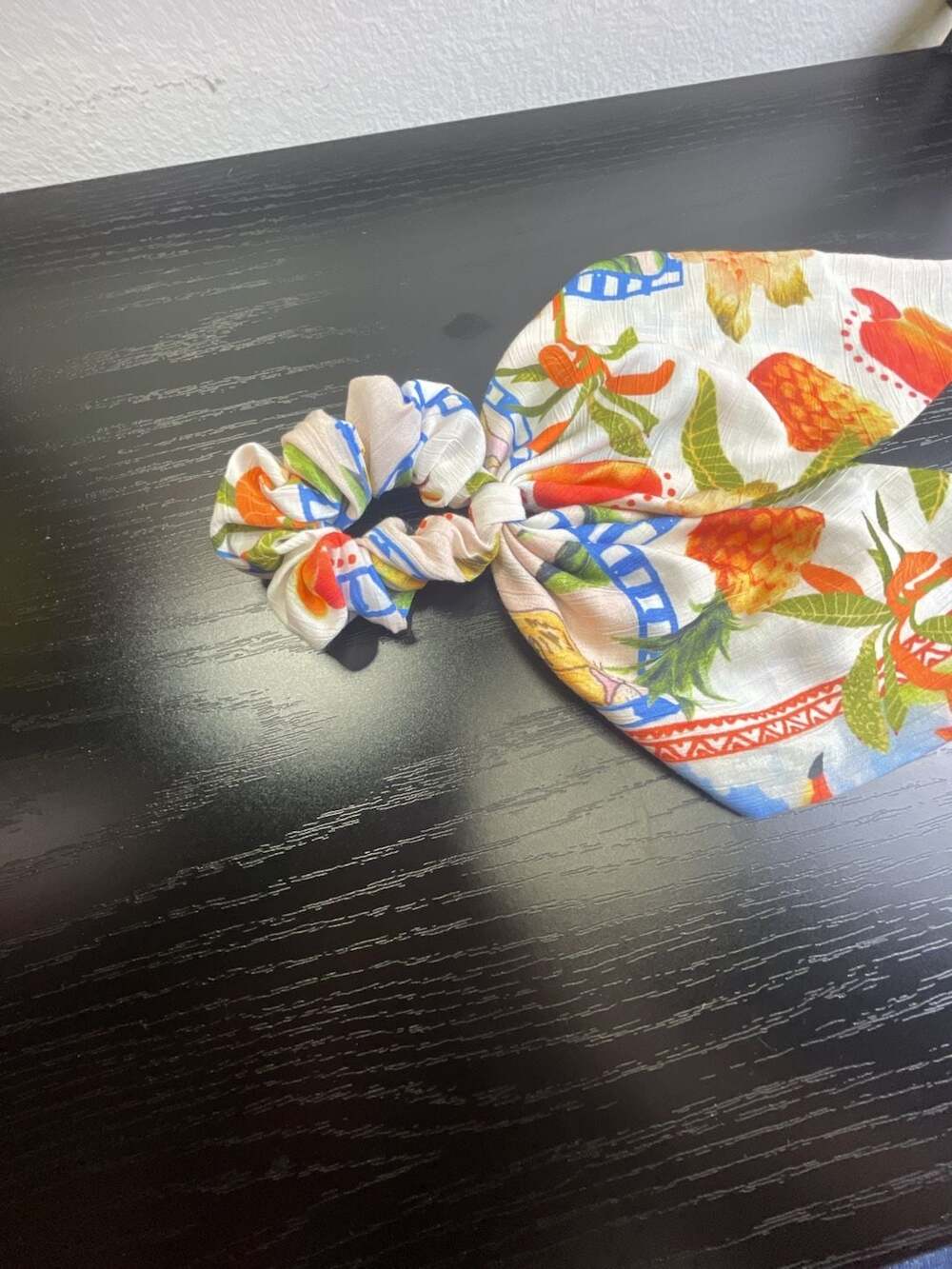 Anthropologie Tropical Tiger Pineapple Scarf Hair Scrunchie
